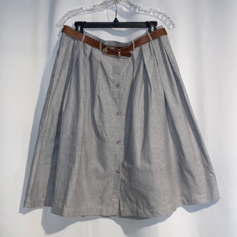 NWT- Moon Gray Button Front Flare Skirt